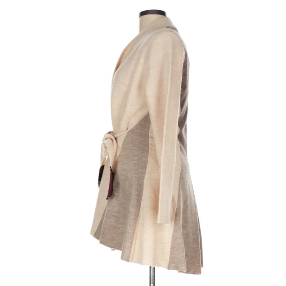 Anthropologie Rosie Neira Denissa Tie Waist Wool Sweater Women's XL Beige - Picture 8 of 17